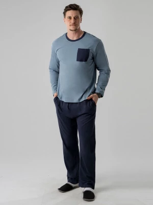 Foto van product PANTONECLO Pyjama lang 'Pantoneclo Men’s Night Wear Long Set' blauw