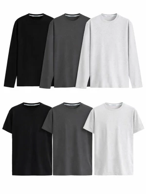 Foto van product PANTONECLO Shirt 'Pantoneclo Men’s Crew Neck Short & Long Sleeve T-Shirt- 6 PCS' gemengde kleuren