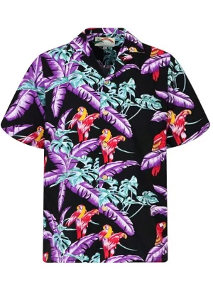 Foto van product Paradise Found Overhemd 'Tom Selleck Jungle Bird' zwart