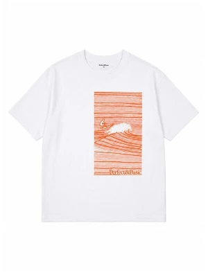 Foto van product Perfect&Basic Tricot 'Oversize Unisex - Wave Flock Tee' oranje