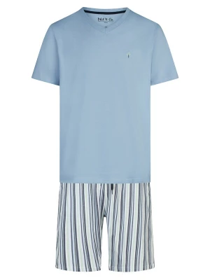Foto van product Phil & Co. Berlin Pyjama kort ' Classics ' lichtblauw / grijs / lichtgroen / offwhite