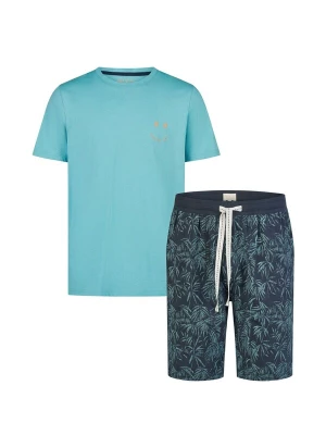 Foto van product Phil & Co. Berlin Pyjama kort 'Phil & Co. Berlin Men's Shorty Set – Cotton Pyjamas with Fashionable Print & Colour Gradient, Spring / Summer, S–XXL' turquoise