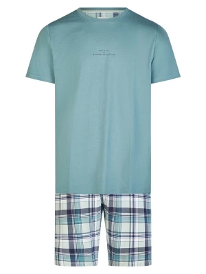 Foto van product Phil & Co. Berlin Pyjama kort 'Weekend' turquoise / grijs / wit
