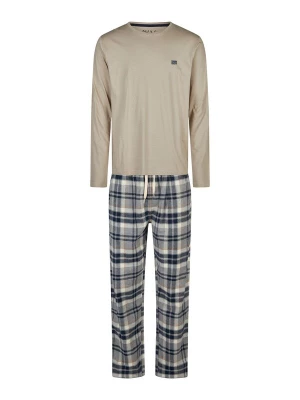 Foto van product Phil & Co. Berlin Pyjama lang 'Flanell' beige / grijs / wit