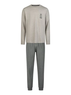 Foto van product Phil & Co. Berlin Pyjama lang 'Lifestyle' donkerbruin / lichtgrijs