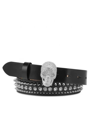 Foto van product Philipp Plein Riem ' Skull ' zwart / zilver