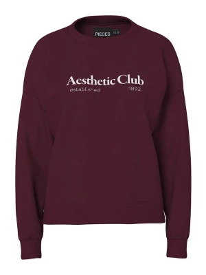 Foto van product PIECES Sweatshirt 'PCRisso' wijnrood / wit