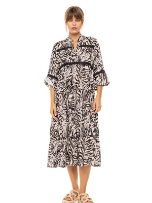 Foto van product Pink Label Zomerjurk 'BEACHWEAR LONG BLACK LEOPARD' zwart