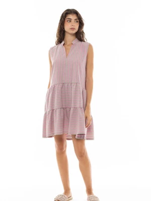 Foto van product Pink Label Zomerjurk 'BEACHWEAR STRIPE PINK GREEN' lichtroze