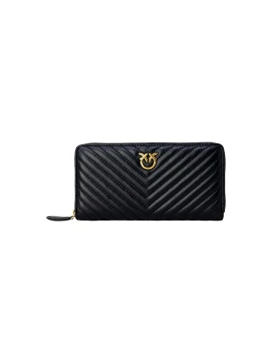 Foto van product PINKO Portemonnee 'RYDER ZIP AROUND SHEEP NAPPA CHEVRON 100250 A0GK' zwart