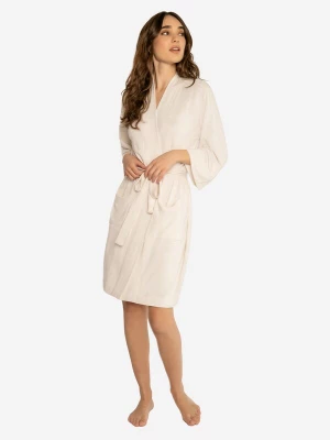 Foto van product PJ Salvage Badjas kort 'Robe Love & Lace' crème