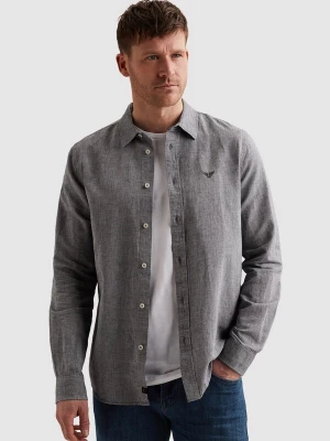 Foto van product PME Legend Overhemd 'Cotton / linen shirt with embroidered logo' donkerblauw