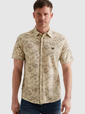 Foto van product PME Legend Overhemd 'Shirt in jersey piqué with allover print' chamois / donkerbeige