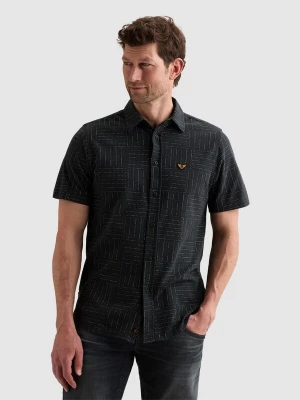 Foto van product PME Legend Overhemd 'Shirt with allover print and short sleeves' donkerblauw