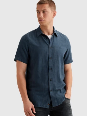 Foto van product PME Legend Overhemd 'Shirt with short sleeves and check texture' donkerblauw