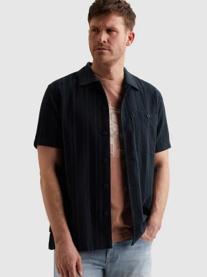 Foto van product PME Legend Overhemd 'Shirt with short sleeves and woven stripe pattern' donkerblauw