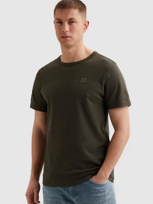 Foto van product PME Legend Shirt 'T-shirt with jacquard stripe pattern' donkergroen