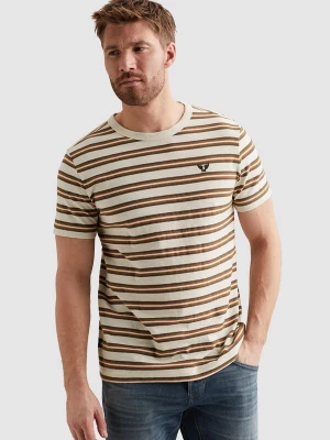 Foto van product PME Legend Shirt 'T-shirt with stripe pattern and embroidered logo' beige