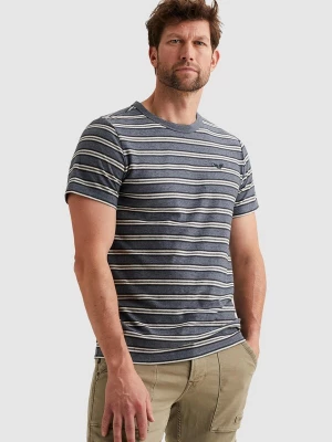 Foto van product PME Legend Shirt 'T-shirt with stripe pattern and embroidered logo' grijs