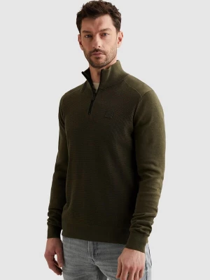 Foto van product PME Legend Trui 'Pullover in cotton / modal with half-zip' donkergroen