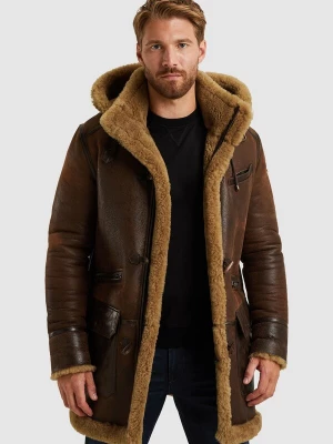 Foto van product PME Legend Tussenjas 'Long Lammy leather jacket' donkerbruin