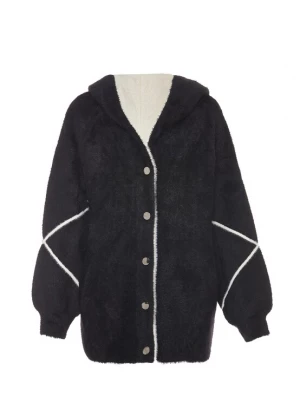 Foto van product Poomi Fleece jas zwart / wit