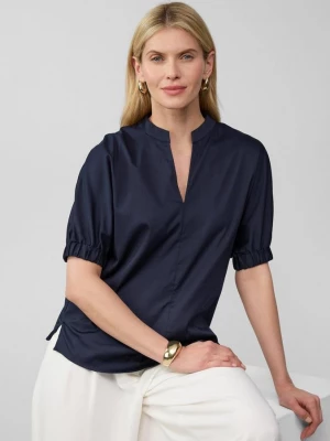 Foto van product Popeline blouse met oversized schouders en tuniekhals s.Oliver blauw