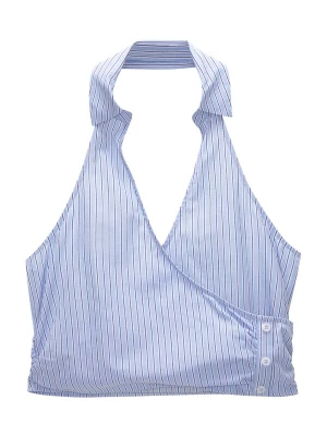 Foto van product Pull&Bear Top navy / lichtblauw / wit