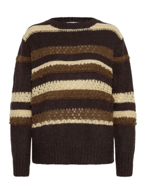 Foto van product PULZ Jeans Trui 'Jackie' crème / bruin / chocoladebruin