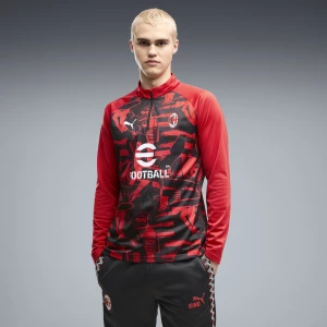 Foto van product PUMA AC Milan Warmup top met kwartrits voor Heren, Zwart / Rood