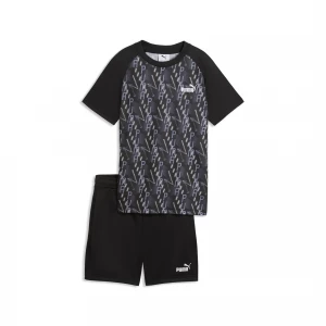 Foto van product PUMA TRAIN ALL DAY Essentials bedrukte set met T-shirt en short voor Heren, Zwart