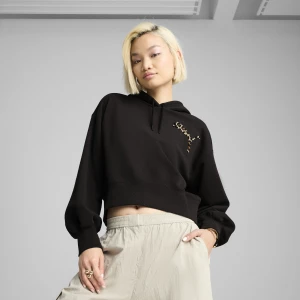 Foto van product PUMA WARDROBE ESS relaxed cropped hoodie voor Dames, Zwart
