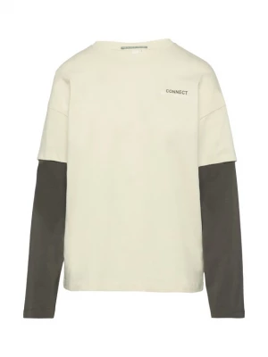 Foto van product QS Shirt ecru / olijfgroen