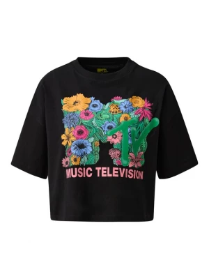 Foto van product QS Shirt lichtblauw / limoen / oudroze / zwart