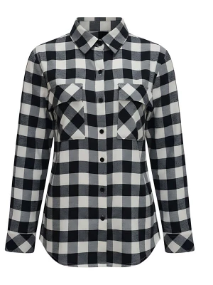 Foto van product Radwa Blouse 'Radwa Women’s Plaid Flannel' donkergrijs