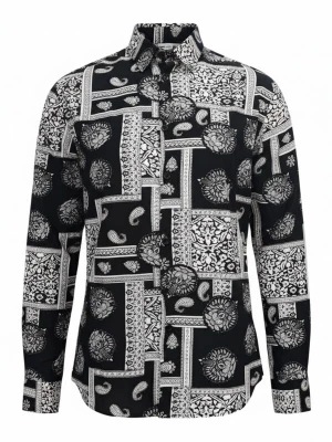 Foto van product Radwa Overhemd 'Men' Viscose multicolor pattern shirt' zwart gemêleerd