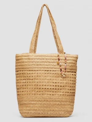 Foto van product Raffia-draagtas met ritssluiting en sieradenaccent s.Oliver bruin