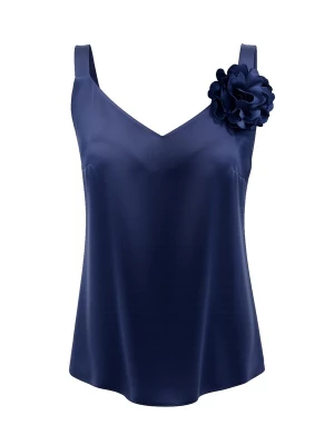 Foto van product REGINA FASHION Top 'V-Neck Satin Top with 3D Flower Detail' navy