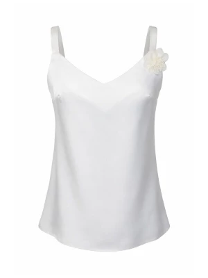 Foto van product REGINA FASHION Top 'V-Neck Satin Top with 3D Flower Detail' wit