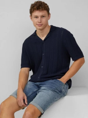Foto van product Regular fit: gebreid resort shirt met structuur QS blauw