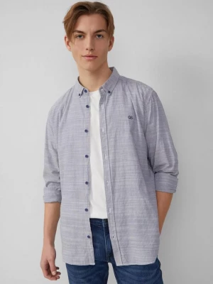Foto van product Regular fit: gestreept overhemd met logoborduursel QS blauw