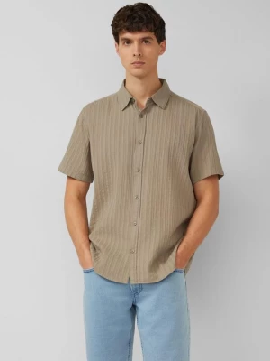 Foto van product Regular fit: shirt met korte mouwen en gestructureerde strepen s.Oliver bruin