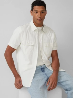 Foto van product Regular fit: shirt met korte mouwen, gestructureerde strepen en Kent-kraag s.Oliver wit