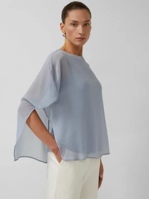Foto van product Relaxed chiffon shirt met jersey bovenkant s.Oliver blauw