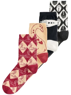 Foto van product Rockett St George Sokken 'Swan' beige / donkerrood / zwart / wit