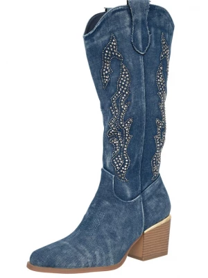 Foto van product Salinyang Cowboylaarzen donkerblauw / zilver