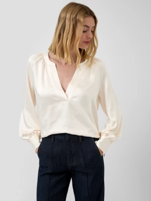 Foto van product Satijnen blouse met een diepe V-halslijn s.Oliver crème
