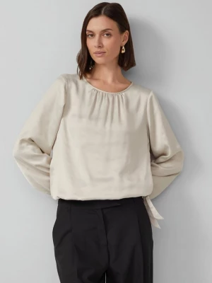 Foto van product Satijnen blouse met strikdetail aan de zoom s.Oliver beżowy