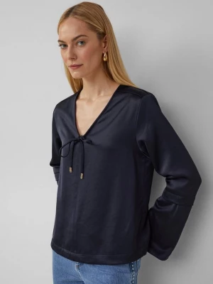 Foto van product Satijnen blouse met volantmouwen en strikdetail s.Oliver blauw