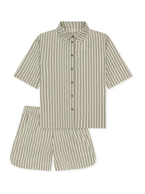 Foto van product SCHIESSER Pyjama ' Selected Premium ' beige / olijfgroen / offwhite